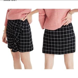 Madewell Black Checkered Ruffle Front Skirt